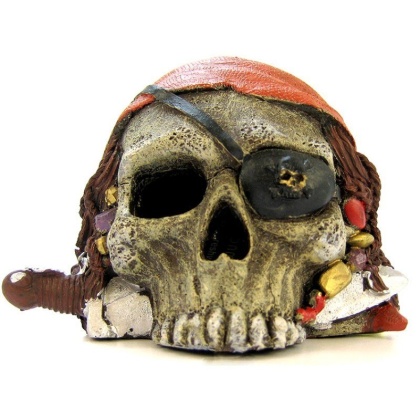 Blue Ribbon Pirate Skull Ornament - 4\