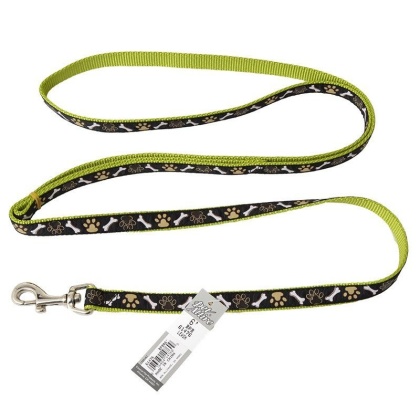 Pet Attire Ribbon Brown Paws & Bones Nylon Dog Leash - 6\' Long x 5/8\