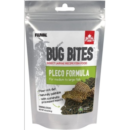 Fluval Bug Bites Pleco Formula Sticks for Medium-Large Fish - 4.59 oz