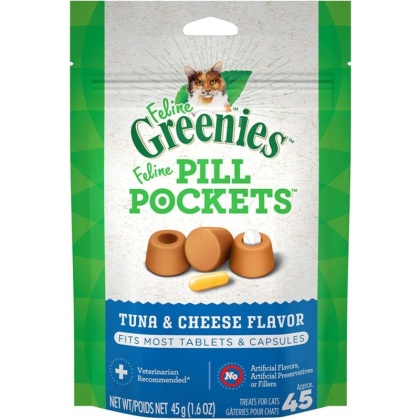 Greenies Feline Pill Pockets Cat Treats Tuna and Cheese Flavor - 45 count