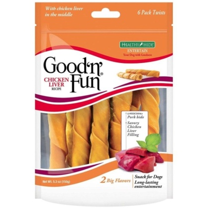 Healthy Hide Good \'n\' Fun Stuffed Chicken Liver Twists - 6 count