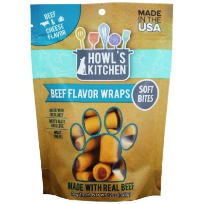 Howl\'s Kitchen Beef Flavor Wraps Soft Bites - Beef & Cheese Flavor - 12 oz