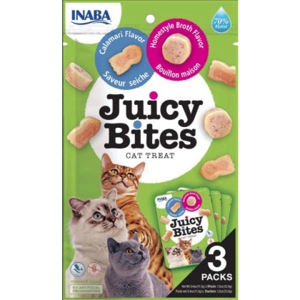 Inaba Juicy Bites Cat Treat Homestyle Broth and Calamari Flavor - 3 count