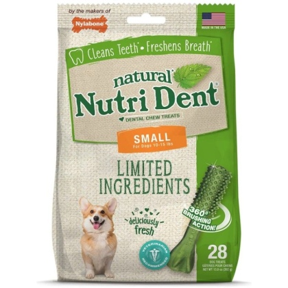 Nylabone Natural Nutri Dent Fresh Breath Dental Chews - Limited Ingredients - Small - 28 Count